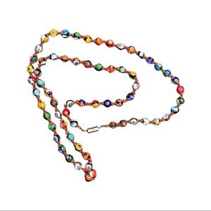 Murano Glass Rainbow Millefiori Beaded Necklace